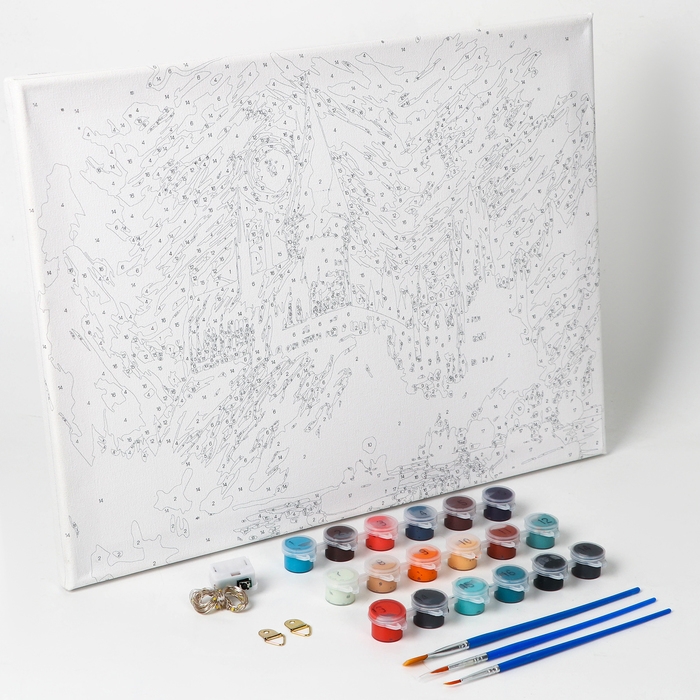 Картина по номерам с подрамником и гирляндой &laquo;Замок&raquo;, 30 х 40 см