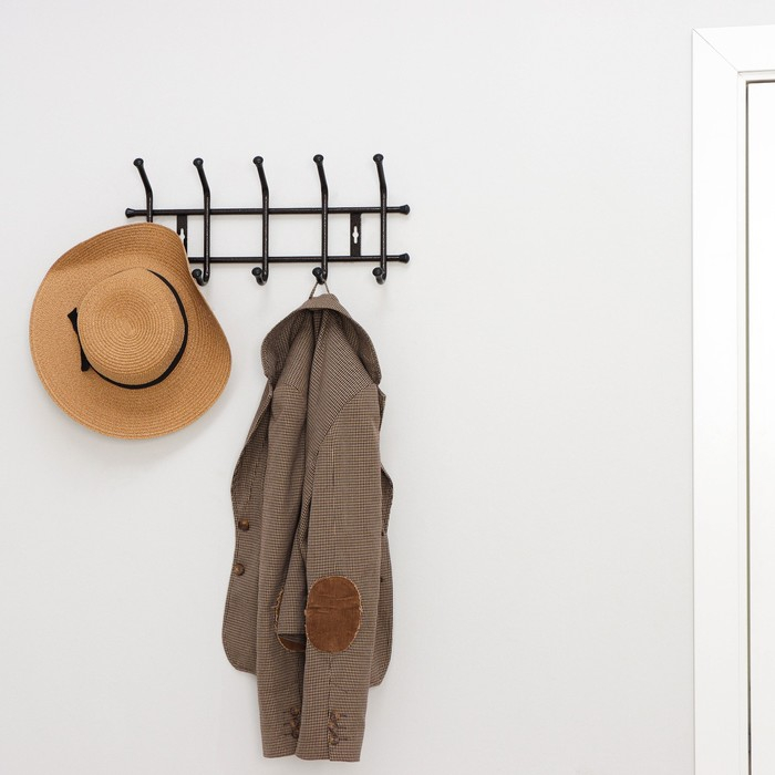 Вешалка настенная на 5 крючков, 48&times;21,5 см, цвет медный антик