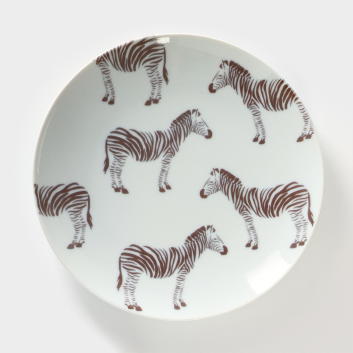 Тарелка фарфоровая &laquo;Сафари. Зебра&raquo;, d=24 см, цвет белый