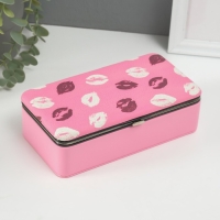 Шкатулка кожзам для украшений "Поцелуи" розовая 10х18х6 см Шкатулка кожзам для украшений "Поцелуи" розовая 10х18х6 см