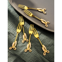 Вилки для фруктов &laquo;Бант&raquo;, длина 12,5 см, 6 шт, цвет золотой