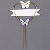 Топпер «С днём рождения», бабочки в сердце, цвет фиолетовый Топпер «С днём рождения», бабочки в сердце, цвет фиолетовый