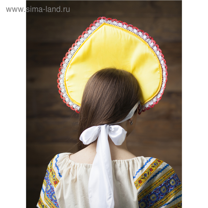 Кокошник &laquo;Хохлома ягодки&raquo;, жёлтый атлас