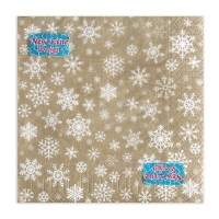 Новый год. Салфетки бумажные New Line Gold Decor &laquo;Рождественские снежинки&raquo; золото, 33х33 см, 3 слоя