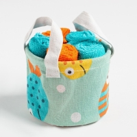 Набор салфеток махровых универсальных в корзинке Этель "Морской" 30х30см-5шт,100% хлопок,340г/м2