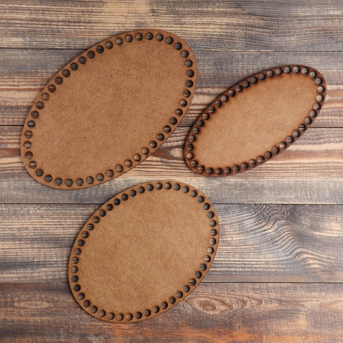 Набор заготовок для вязания "Овал" (3 в 1), донышко лхдф белый, 25&times;15, 20&times;15, 20&times;10 см