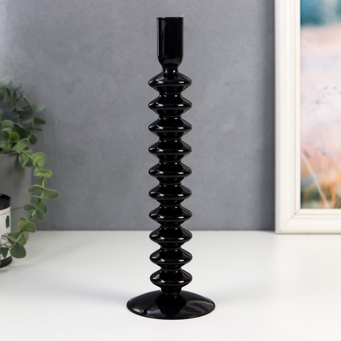 Подсвечник стекло на 1 свечу "Луаре" чёрный 29х8,5х8,5 см