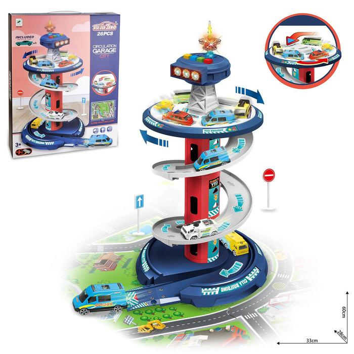 Парковка &laquo;Гонки по кругу&raquo;, 3 машинки в комплекте, свет и звук