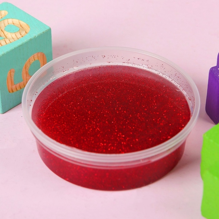 Слайм &laquo;Стекло&raquo; с красными блёстками, 90 г