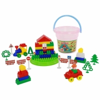 Конструктор &laquo;Строитель&raquo;, 68 элементов, в ведре макси с крышкой