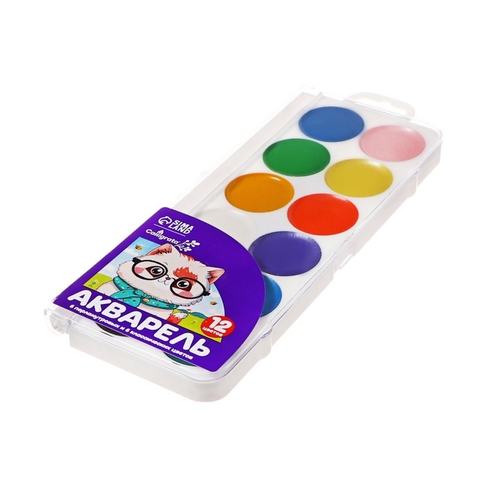 Акварель MIX 12цв пластик (6 классич+6 перламутр) Calligrata Акварель MIX 12цв пластик (6 классич+6 перламутр) Calligrata