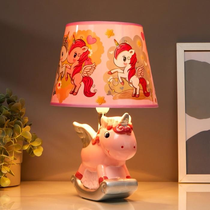 Лампа настольная "Единорог" розовый E14 40Вт 220В 32х20х20 см RISALUX