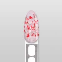 Гель для наращивания, с сухоцветами, 3-х фазный, 9 гр, LED/UV, цвет прозрачный/красный Гель для наращивания, с сухоцветами, 3-х фазный, 9 гр, LED/UV, цвет прозрачный/красный