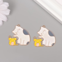 Декор для творчества металл, эмаль "Котик с мышкой" набор 2 шт 3,3х3 см Декор для творчества металл, эмаль "Котик с мышкой" набор 2 шт 3,3х3 см