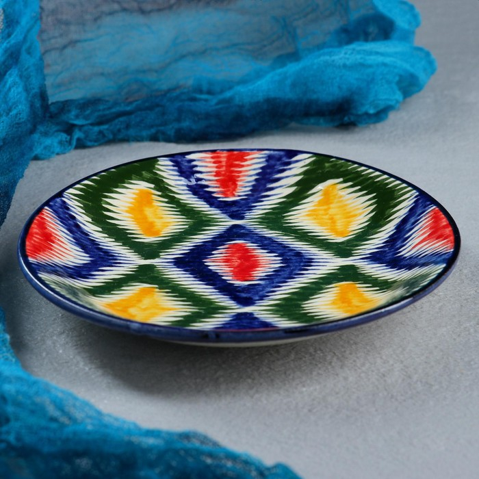 Набор чайный Риштанская керамика Набор чайный Риштанская керамика "Атлас №2", 9 предметов (чайник 1л, пиалы 0,3л), микс