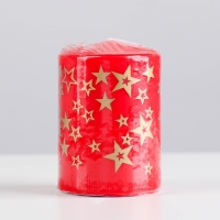 Свеча - цилиндр с узорами "Звезды", 5,6х8 см, красная с золотым Свеча - цилиндр с узорами "Звезды", 5,6х8 см, красная с золотым