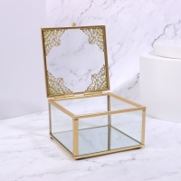 Органайзер для хранения &laquo;GREAT&raquo;, с крышкой, стеклянный, с зеркальным дном, 1 секция, 10 &times; 10 &times; 6 см, цвет прозрачный/медный