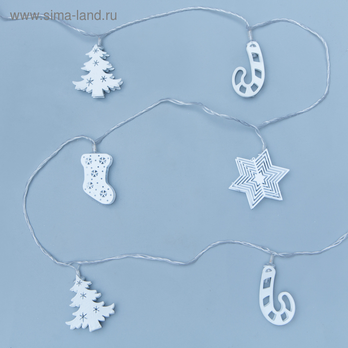 Гирлянда &laquo;Нить&raquo; 4 м с насадками &laquo;Новогодняя сказка&raquo;, IP20, прозрачная нить, 20 LED, свечение мульти, 8 режимов, 220 В