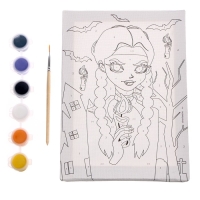 Картина по номерам на хеллоуин для детей &laquo;Девочка с косичками&raquo;, 21 х 15 см