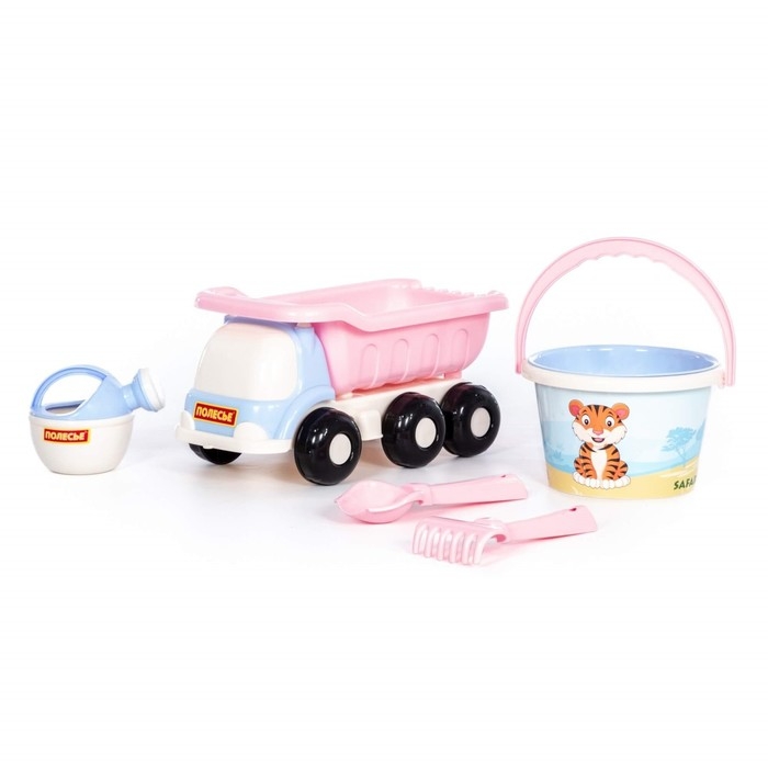 Песочный набор №640 &laquo;Кеша&raquo; сафари: самосвал, ведро, ситечко, совок, грабельки, лейка, цвета МИКС
