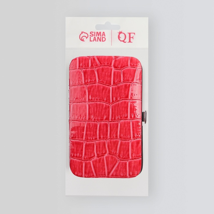 Набор маникюрный &laquo;Рептилия&raquo;, 8 предметов, в футляре, цвет красный