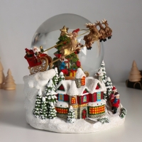 Сувенир полистоун водяной шар музыка, свет "Сани Деда Мороза" d=12 см 17х16,5х17,5 см Сувенир полистоун водяной шар музыка, свет "Сани Деда Мороза" d=12 см 17х16,5х17,5 см