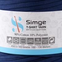 Трикотажная пряжа вторичная 90% хлопок,10% п/э, 100м/450&plusmn;50 гр (ультрамарин) МИКС