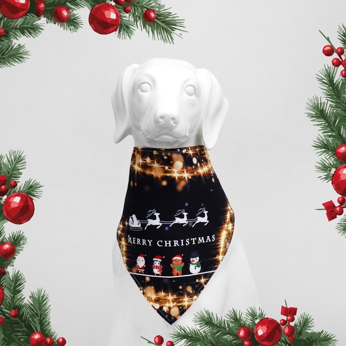 Новый год. Бандана для животных Новый год. Бандана для животных "Merry christmas", размер L (ОШ до 62 см)