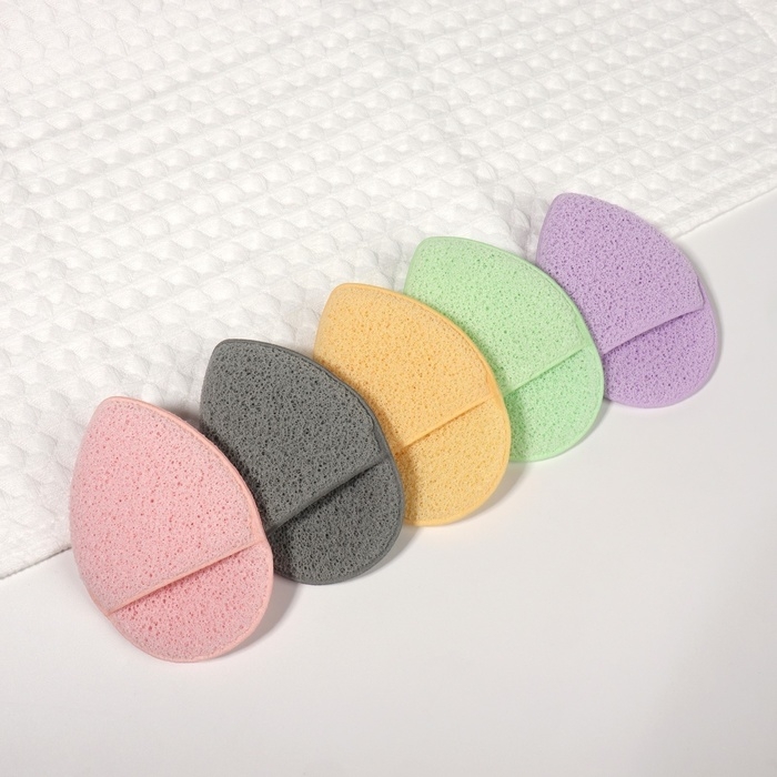 Спонж для умывания &laquo;Капелька&raquo;, 9 &times; 6 см, с карманом, цвет МИКС