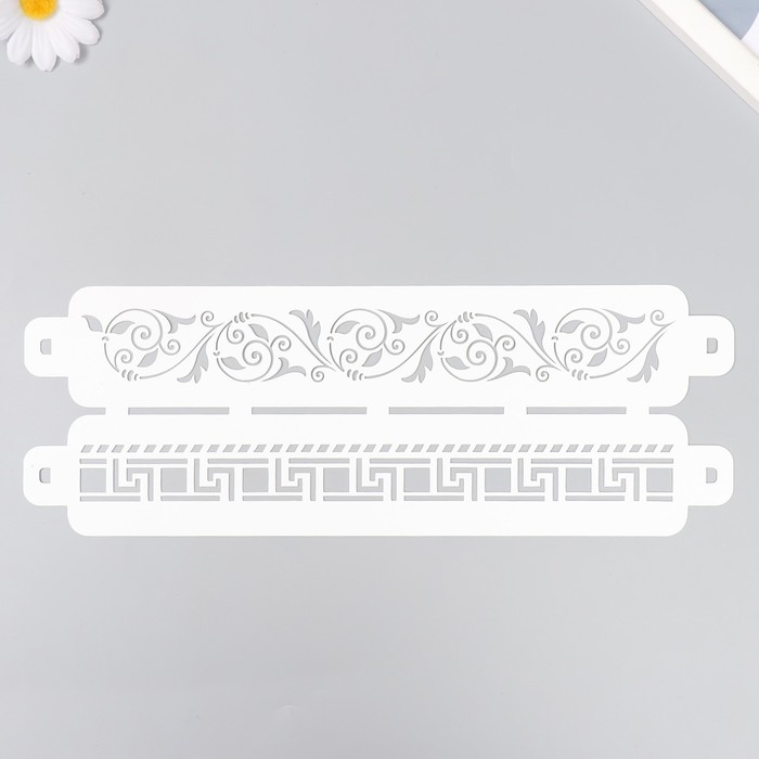Трафарет бордюрный пластиковый Трафарет бордюрный пластиковый "Узоры" пластик, 11х32 см
