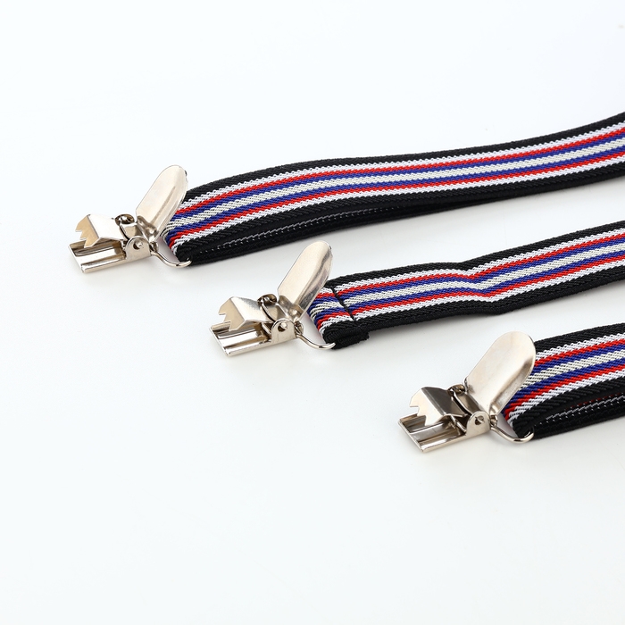 Подтяжки взрослые, ширина 2,5 см, цвет чёрный/белый/красный Подтяжки взрослые, ширина 2,5 см, цвет чёрный/белый/красный