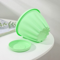 Горшок для цветов с поддоном &laquo;Знатный&raquo;, 1 л, d=14 см, цвет зелёный