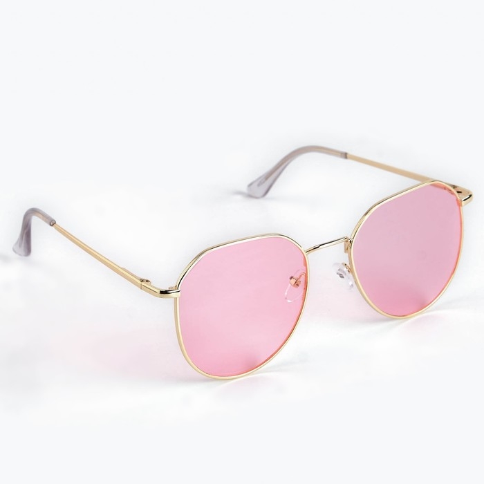 Очки солнцезащитные "OneSun", дужка 13 см, ширина 13 см, линза 4.5 х 5 см, розовые