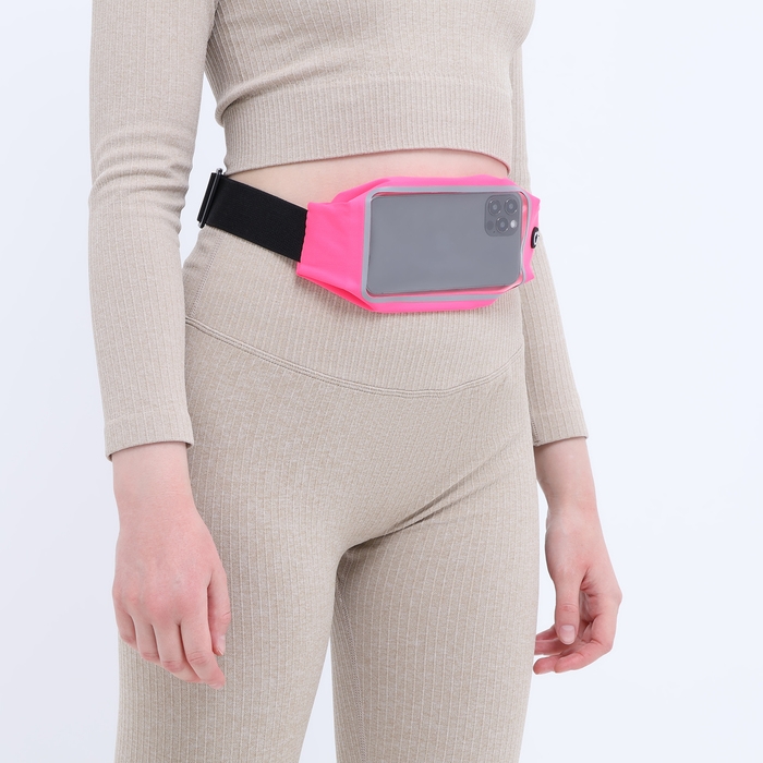 Сумка поясная на молнии, светоотражающие элементы, цвет розовый