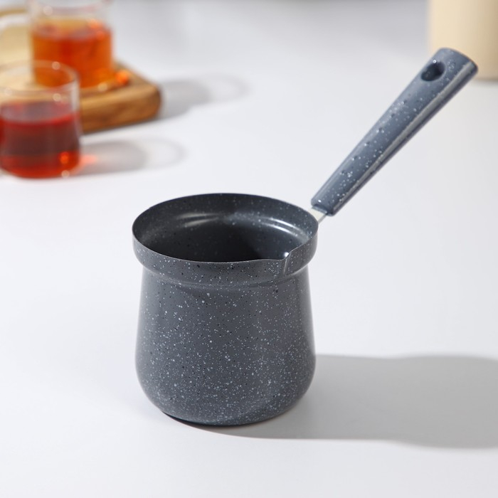 Турка Доляна «Мрамор грэй», 350 мл, d=8 см, 19,5×8,5×12 см, пластиковая ручка, антипригарное покрытие, индукция, цвет серый Турка Доляна «Мрамор грэй», 350 мл, d=8 см, 19,5×8,5×12 см, пластиковая ручка, антипригарное покрытие, индукция, цвет серый