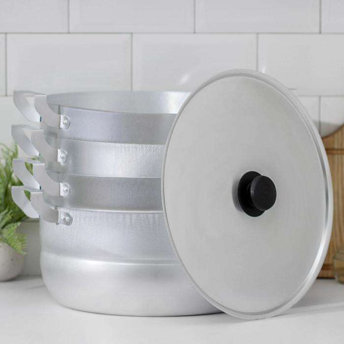 Мантоварка алюминиевая, 13 л, d=34,5 см, с 3 сетками, металлическая крышка Мантоварка алюминиевая, 13 л, d=34,5 см, с 3 сетками, металлическая крышка