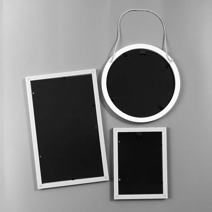 Фоторамка пластик на 7 фото+надпись+полочка Фоторамка пластик на 7 фото+надпись+полочка "Family. Птицы" сине-белые набор 86х186 см