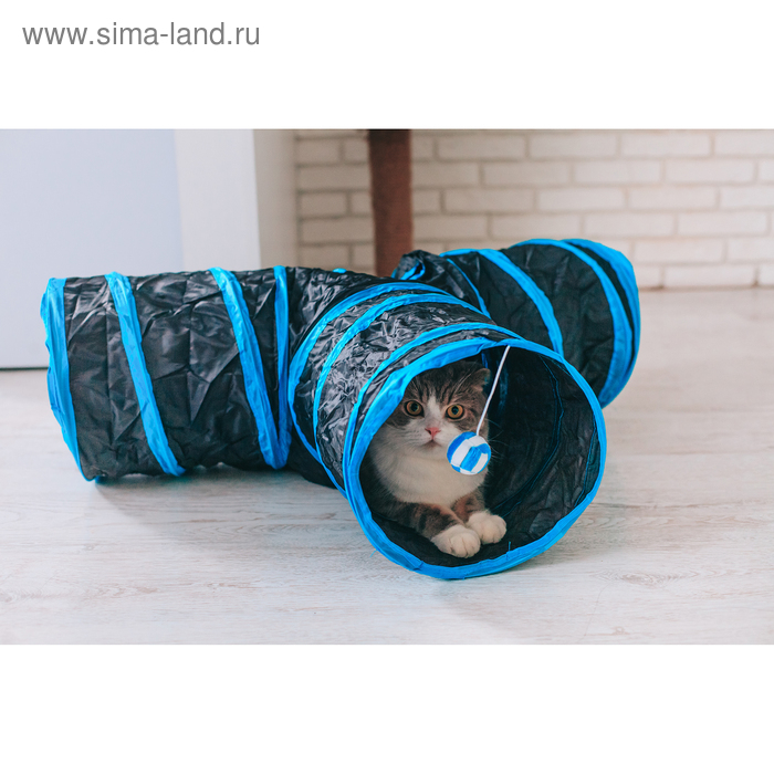 Туннель для кошек шуршащий Туннель для кошек шуршащий "Тройник", 80 см, диаметр трубы 25 см, микс цветов