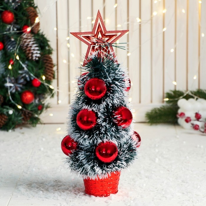 Ёлка декор Ёлка декор "Праздничная" белые кончики, 10х26 см, красный