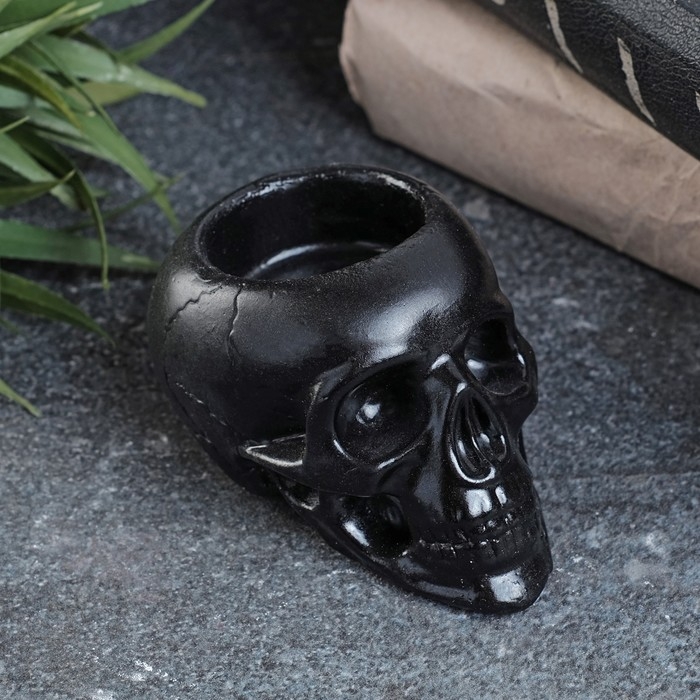 Подсвечник Подсвечник "Череп" черный, 8см