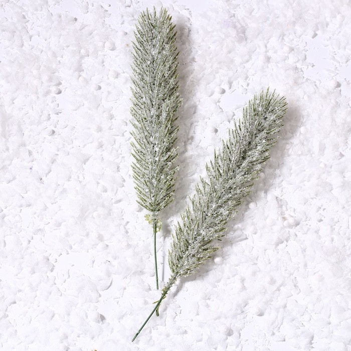 Декор &laquo;Веточка ели со снегом&raquo;, набор 2 шт., размер 1 шт. &mdash; 22 см