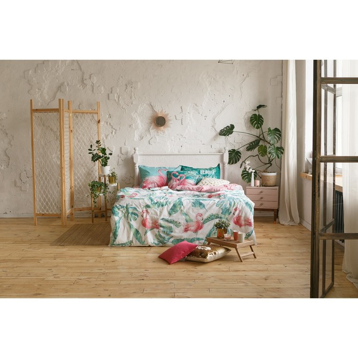 Постельное бельё "Этель" 2 сп Фламинго 175х215 см, 200х220 см, 50х70+3 см - 2 шт