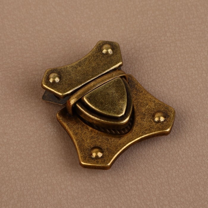 Застёжка для сумки, 4 &times; 4,2 см, цвет бронзовый