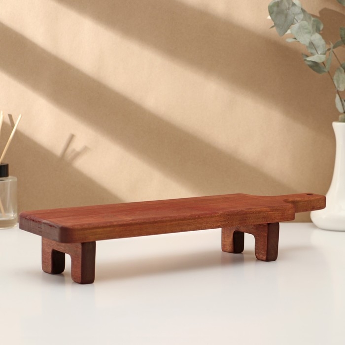 Доска разделочная для подачи и сервировки с ручкой, на ножках, 38&times;10&times;6 см, берёза