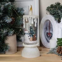 Светодиодная фигура &laquo;Свеча со снеговиком&raquo; 10 &times; 26 &times; 10 см, пластик, блёстки, батарейки ААх3 (не в комплекте), свечение RGB