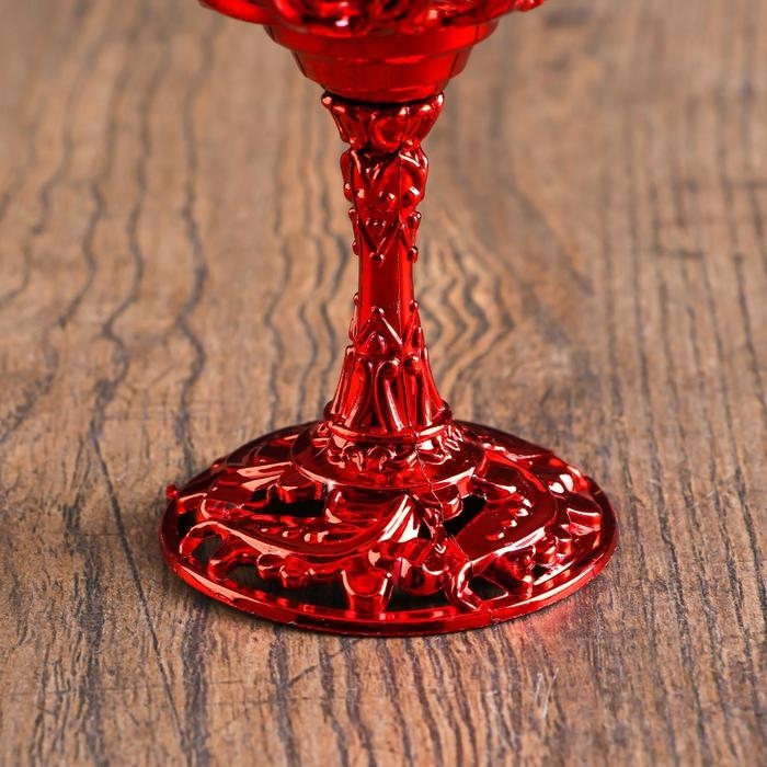 Подсвечник пластик, стекло "Наслаждение" красный 10,5х6х6 см