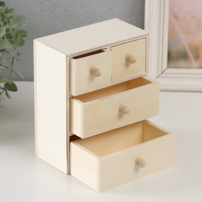 Шкатулка для росписи Шкатулка для росписи "Комод" 4 ящика 14х15,5х7,5 см