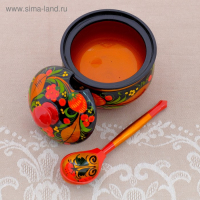 Сахарница, с ложкой, 10,5&times;7,5 см, хохлома