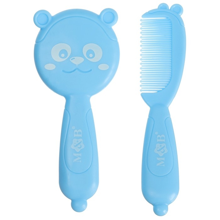 Набор для ухода за волосами: расческа и щетка &laquo;Мишка&raquo;,  цвет голубой