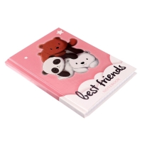 Блокнот А6, 64 листа в клетку "Мишки", твёрдая обложка, глянцевая ламинация, блок офсет